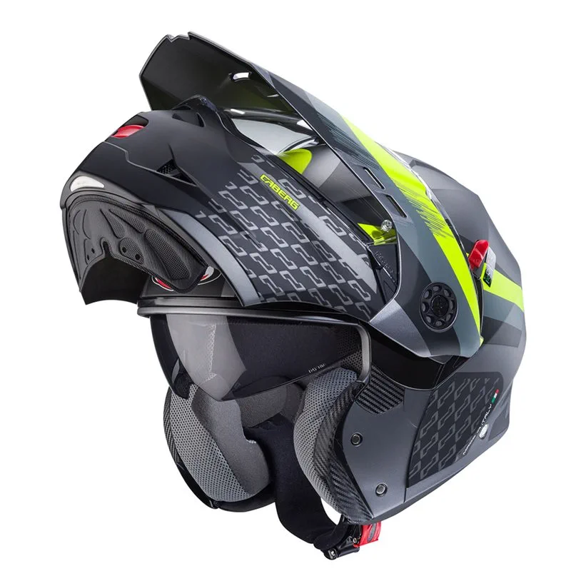 hjalm-caberg-tourmax-x-sarabe-matt-grasvartneongul Caberg Tourmax X Sarabe Matt Grå/Svart/Neongul