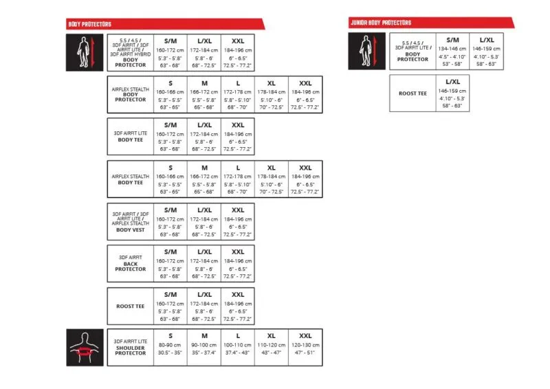 Leatt-Body-Protector_Sizing-Chart Leatt Body Protector 3.5 Junior Svart/Röd L/XL 147-159cm