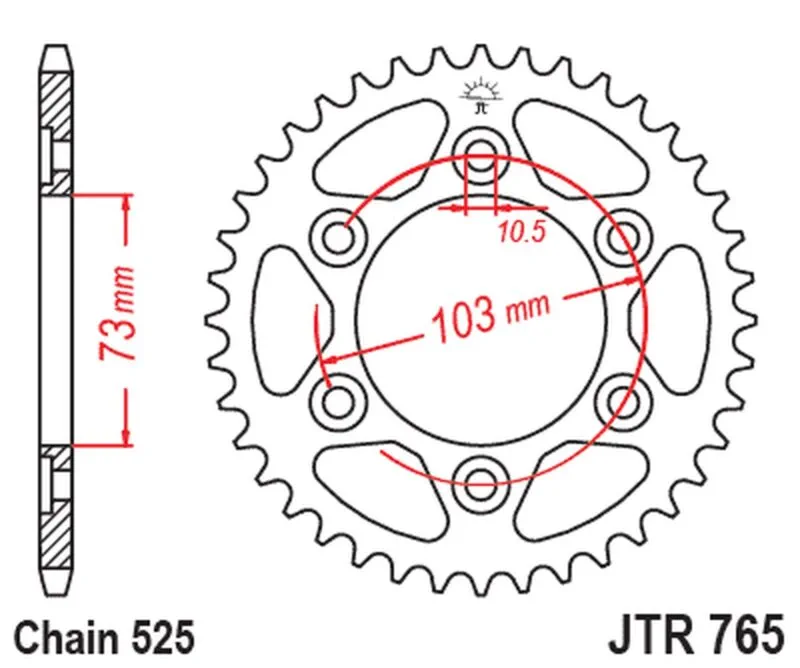 JT Bakdrev ZBK - Svart Zinc JTR765.42ZBK - JT Sprockets