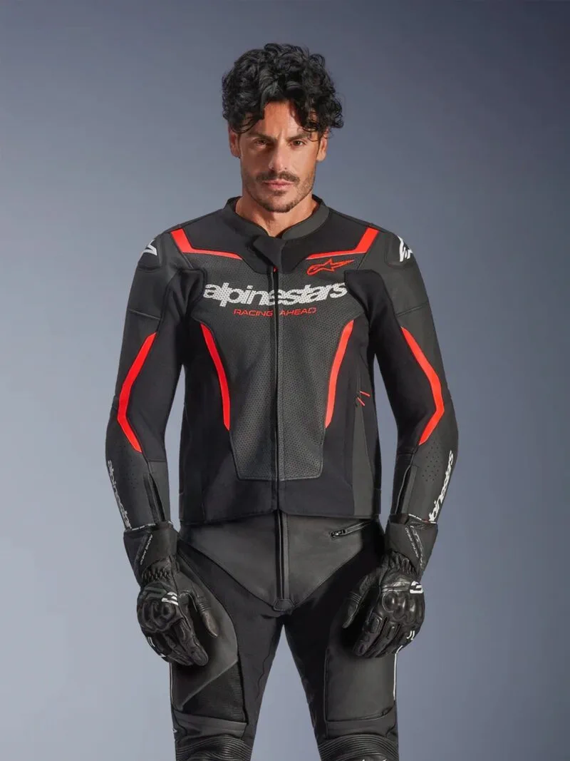 Alpinestars Skinnjacka GP Force v2 Svart/Fluo Röd