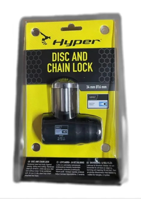Hyper Skivbromslås 34mm 2 nycklar