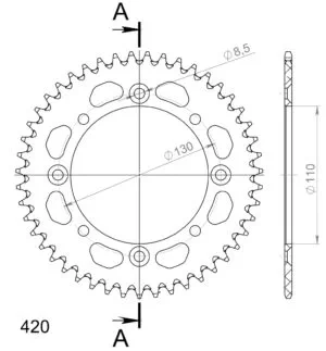 Supersprox Alu Bakdrev KA/SU KX65 00-/RM65 03-05 Svart 47