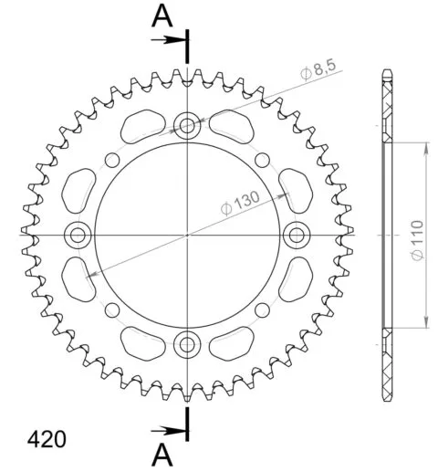 Supersprox Alu Bakdrev KA/SU KX65 00-/RM65 03-05 Svart 47