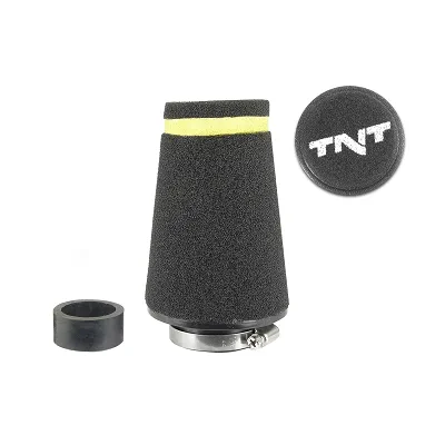 62f895dc25bac6a16f5defc3affce7fd99d1c232_302_0834_0 TNT Luftfilter Speed Svart Anslutning Ø 28/35mm (Ø 70 - 48mm x l. 100mm)