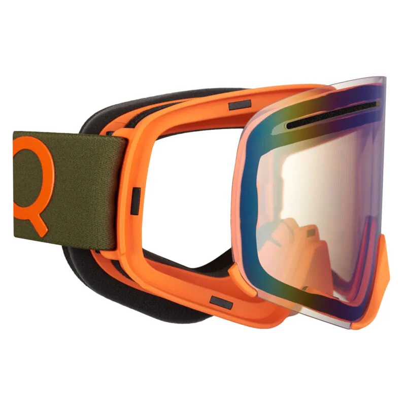 AMOQ Vision Vent+ Magnetic Skoterglasögon Military Green/Orange - Gold Mirror