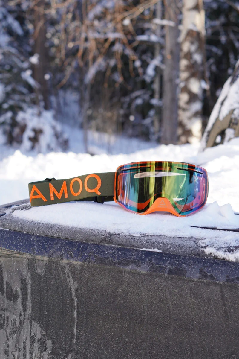 645-23130312 AMOQ Vision Vent+ Magnetic Skoterglasögon Military Green/Orange - Gold Mirror