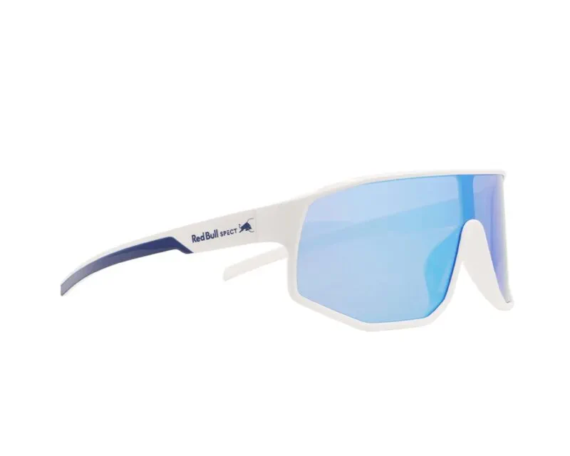 674-25001 Spect Red Bull Dash Sunglasses Shiny White-Blue w Smoke Blue Mirror lens