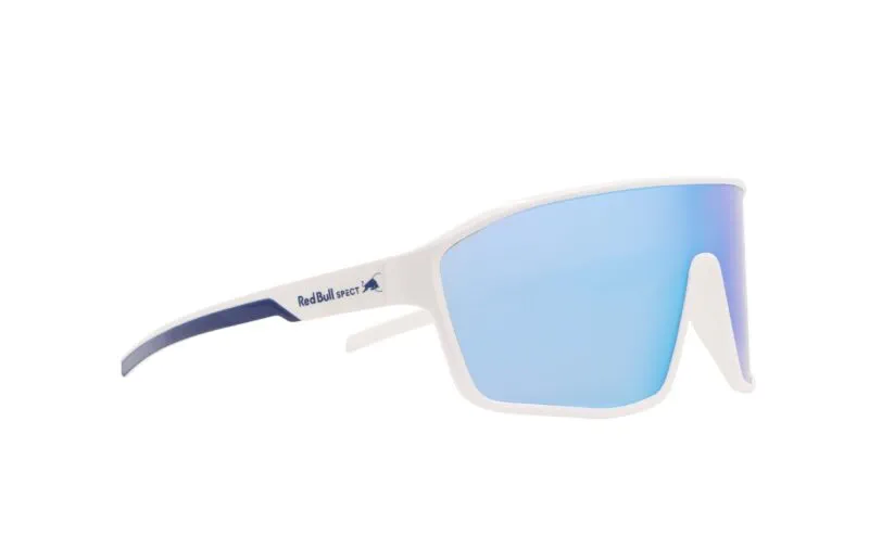 674-25022 Spect Red Bull Daft Sunglasses Shiny White/Blue w Smoke Blue Mirror lens