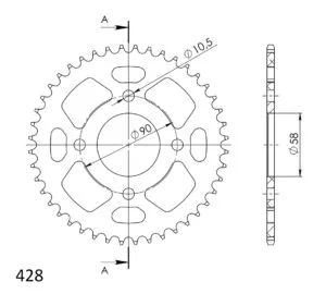 Supersprox Alu Bakdrev HO CBR125 11- Röd 44