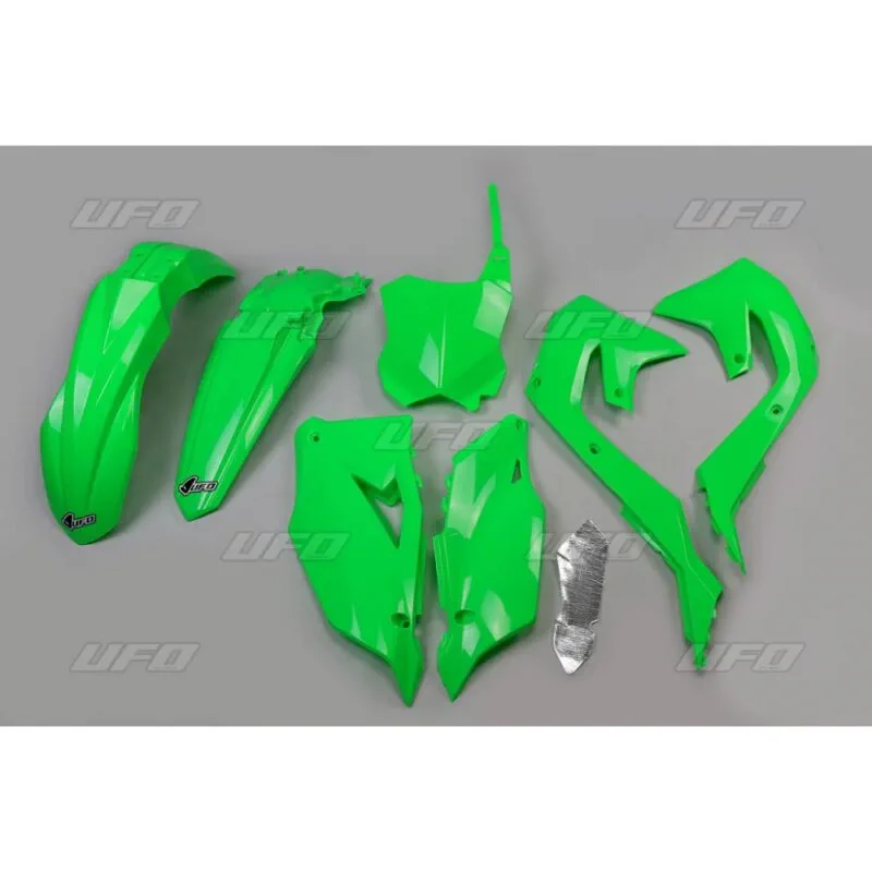 73bd3e20eaa5ee28b0bcbe2b934bcebcd4aa31ca_650_K227_AFLU UFO Plastkit 5-delar Grön Fluo KX250F 21-24 KX450F 19-23