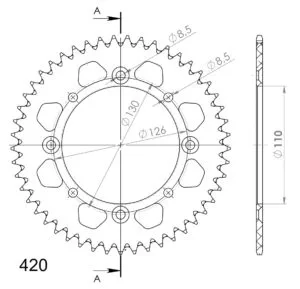 Supersprox Alu Bakdrev KA/SU KX65 00-/RM65 03-05 Svart 48