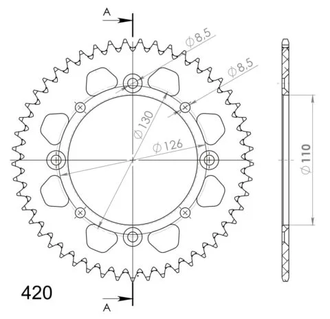 Supersprox Alu Bakdrev KA/SU KX65 00-/RM65 03-05 Svart 48