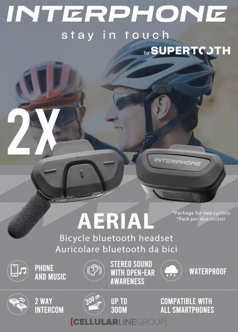INTERPHOAERIALTP_grigia_138x192x43mm_S0425_PRINT_TR Interphone Aerial bicycle BT headset Twin Pack