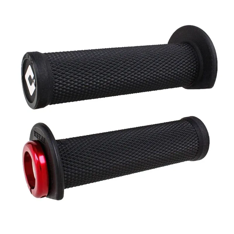 J33RFB-R ODI (Single-Clamp) GRIPS RUFFIAN ATV/PWC - V2.1 L/O 125mm ¾ Flg Black w/Red Clam - Handtag