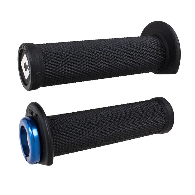 J33RFB-U ODI (Single-Clamp) GRIPS RUFFIAN ATV/PWC - V2.1 L/O 125mm ¾ Flg Black w/Blue Cla - Handtag