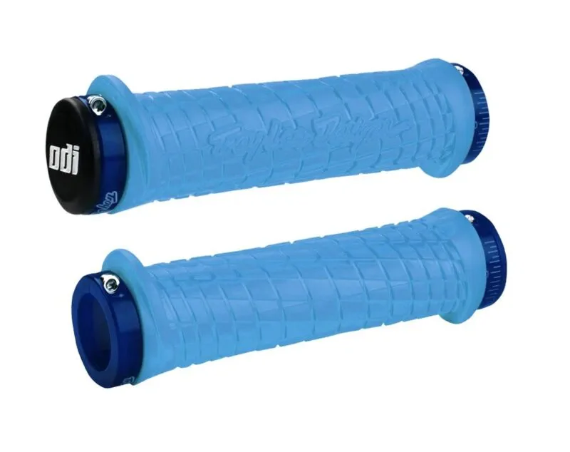 L30TLAQ-U ODI LOCK-ON Grips Troy Lee Designs Signature Series Aqua W/Blue - Handtag