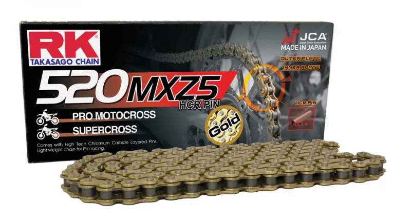 NewBoxchain-GB520MXZ5 RK GB520MXZ5 Offroad Pro Kedja Guld +CL (clip kedjelås) EJ O-ring - RK Japan - Kedjor