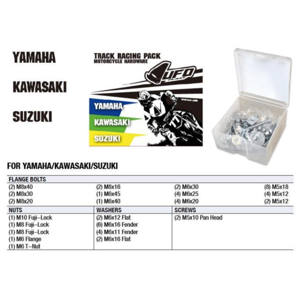 UFO Hardware Skruvsortiment Track Racing pack Yam Kaw Suz