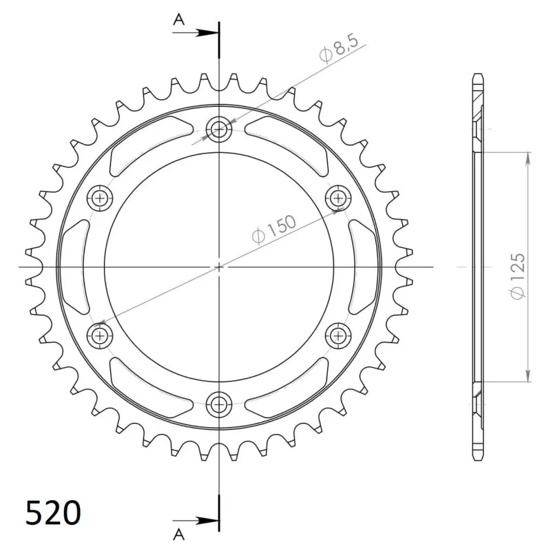 bc0c1dd79ab099718ddcde065c6922748348530a_27_2_990_40 Supersprox Stål Bakdrev KTM/Husqv./Husab. Svart 40