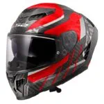 LS2 FF807 Dragon Carbon Trax MC Hjälm Röd/Vit