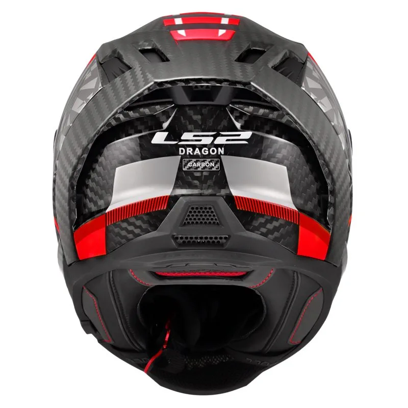 LS2 FF807 Dragon Carbon Trax MC Hjälm Röd/Vit