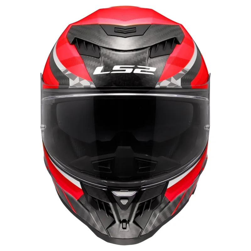 LS2 FF807 Dragon Carbon Trax MC Hjälm Röd/Vit