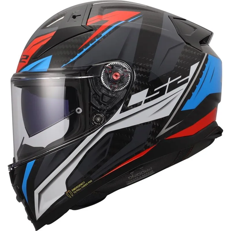 hjalm-ls2-ff811-vector-ii-carbon-savage-vitblarod LS2 FF811 Vector II Carbon Savage Vit/Blå/Röd