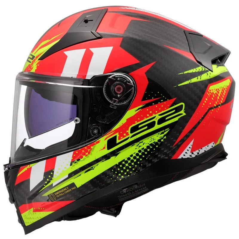 hjalm-ls2-ff811-vector-ii-carbon-tantic-rodgul LS2 FF811 Vector II Carbon Tantic Röd/Gul