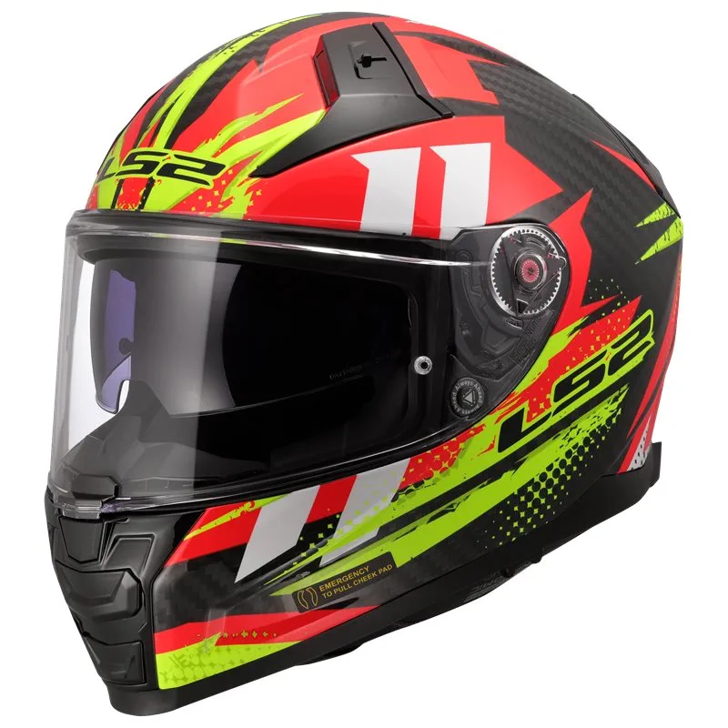 hjalm-ls2-ff811-vector-ii-carbon-tantic-rodgul LS2 FF811 Vector II Carbon Tantic Röd/Gul