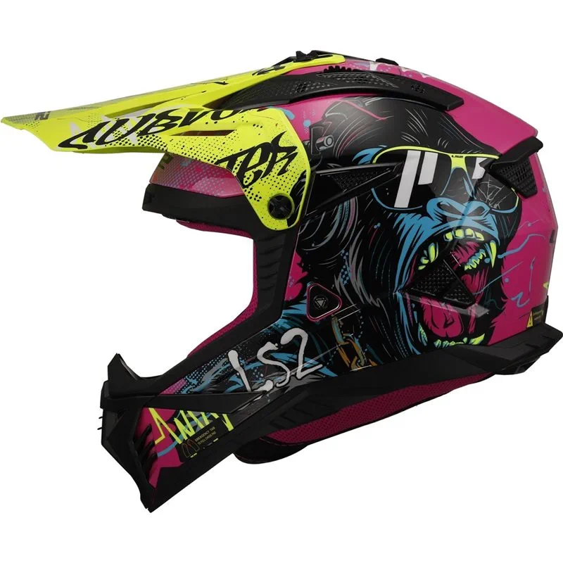 hjalm-ls2-mx708-fast-ii-gorilla-lilagul LS2 MX708 Fast II Gorilla Lila/Gul