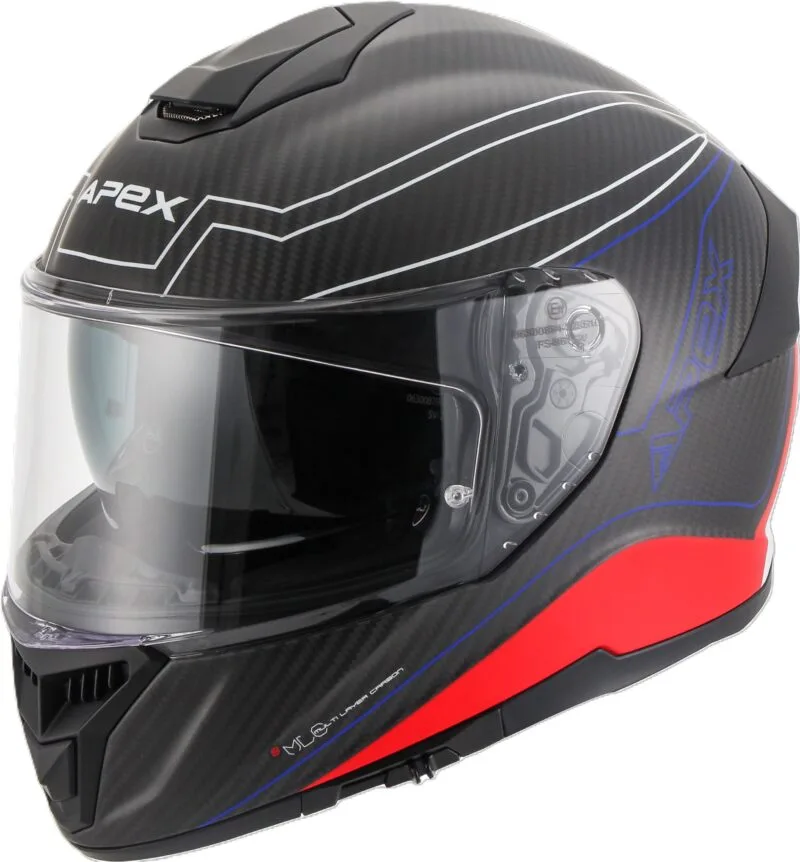 APEX Hjälm FC500 Carbon Assen vit/röd/blå matt