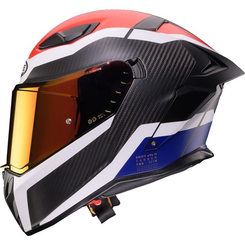 Hjälm Caberg Drift Evo II Carbon Cbr Röd/Vit/Blå