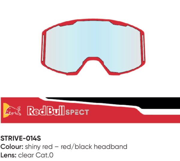 Spect Red Bull Strive MX Goggles Single lens Red/Black clear