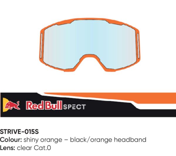 Spect Red Bull Strive MX Goggles Single lens Black/Orange clear