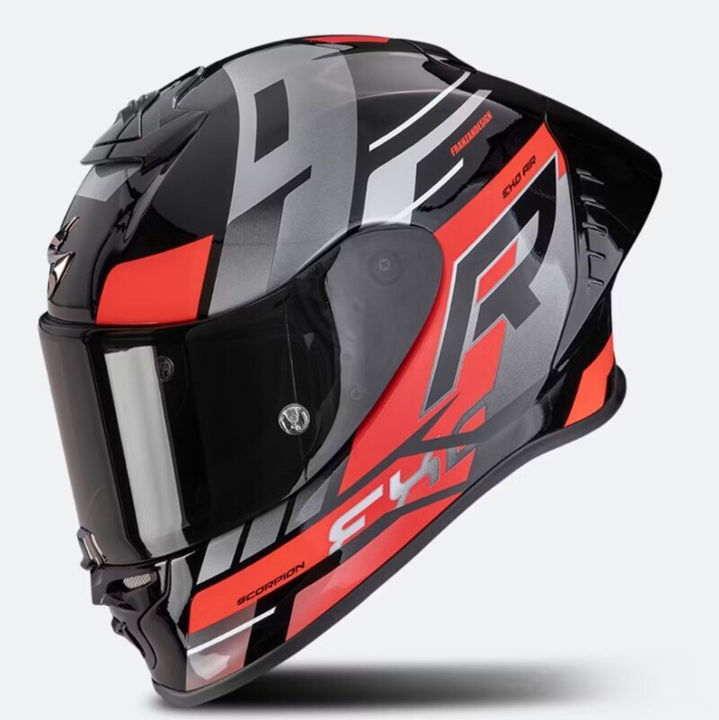 f3856e17c9b28acfa72e625cdf29cc88c63c52c5_649_26109_0 SCORPION Hjälm EXO-R1 EVO II AIR ADRENALINE Black-Red-Silver